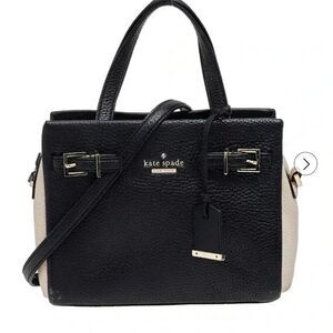 Kate Spade Navy Blue/Beige Leather Holden Street Lanie Shoulder Bag